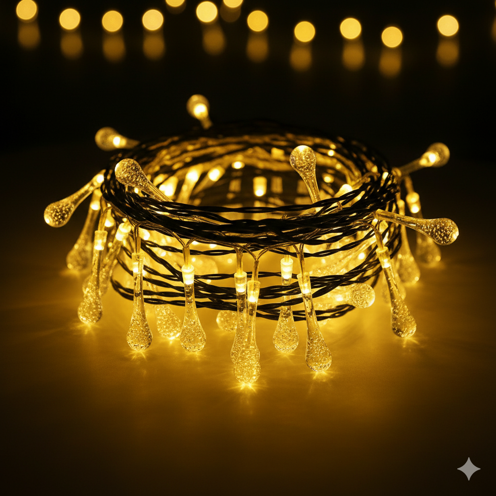 Diwali & Christmas Water-Drop Fairy Lights for Home, Tree & Party Decor